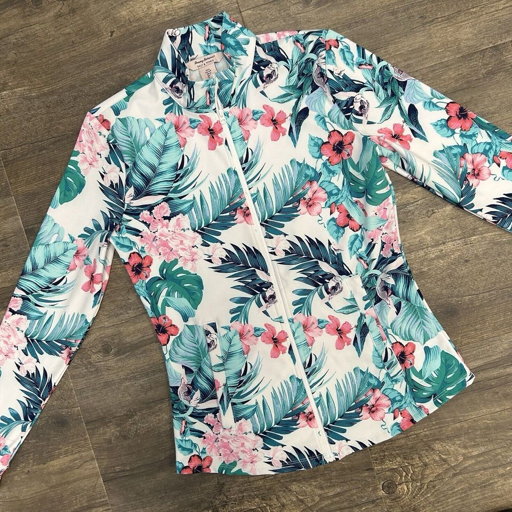 NWOT Tommy Bahama Golf Tennis Full Zip Jacket Tropical Palm Women Small (152)